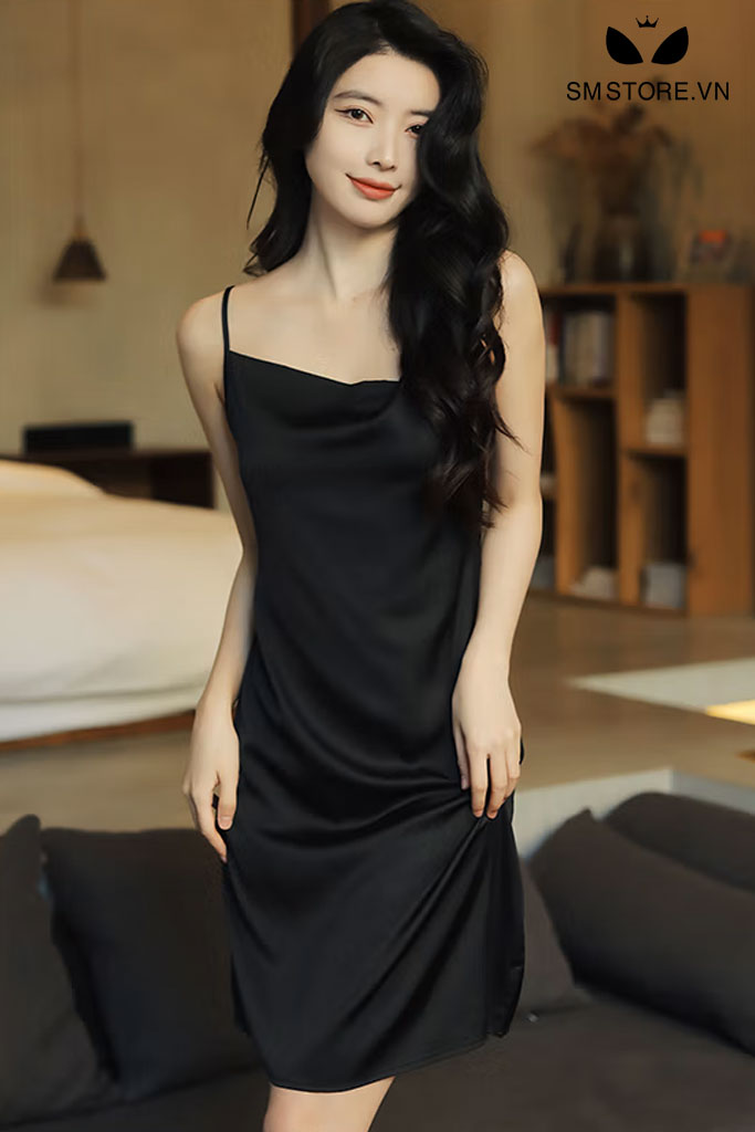 Váy ngủ 2 dây hở lưng đan dây sexy gợi cảm quyến rũ chồng - SMS046