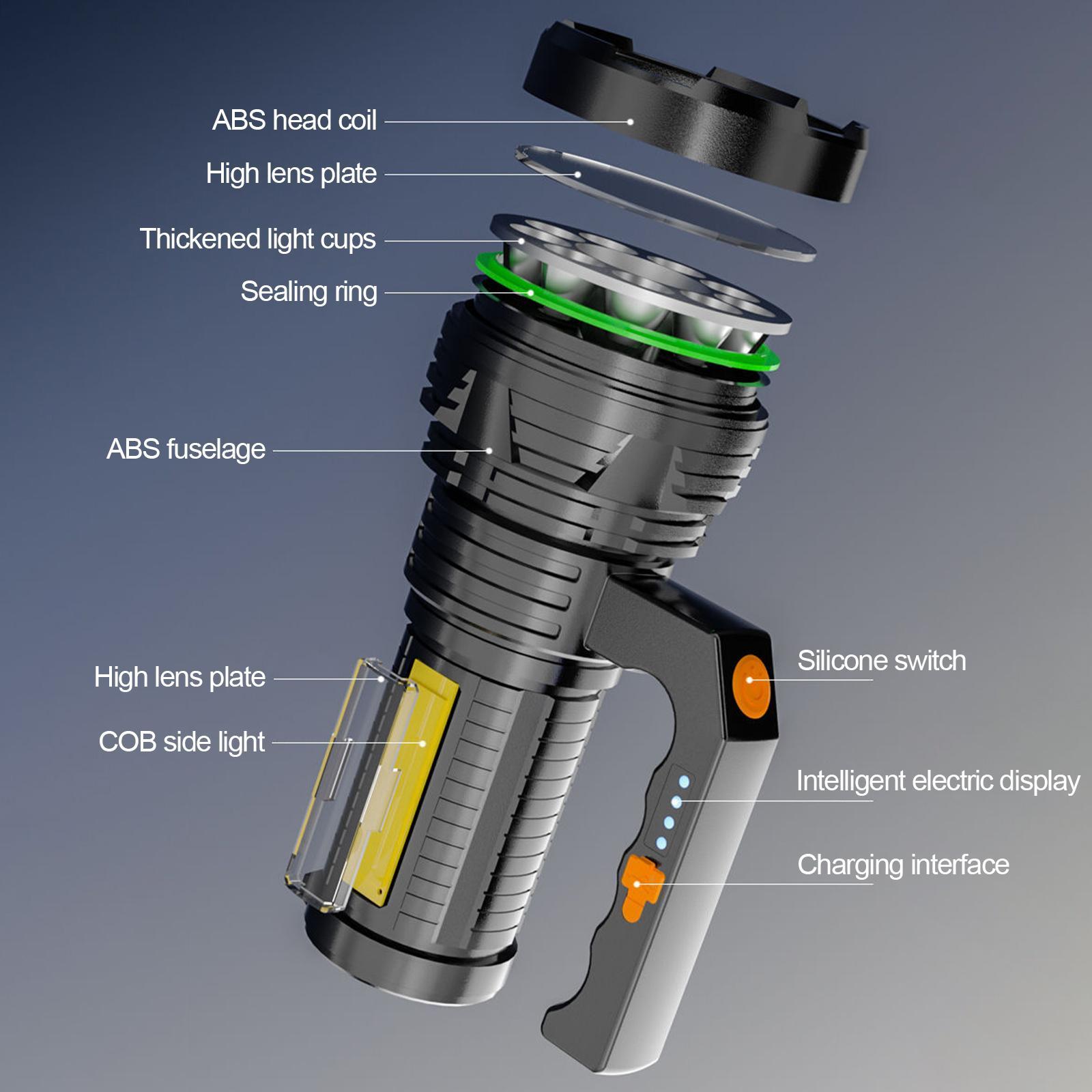 LED Flashlight  Camping  Lamp Searchlight USB Rechargeable