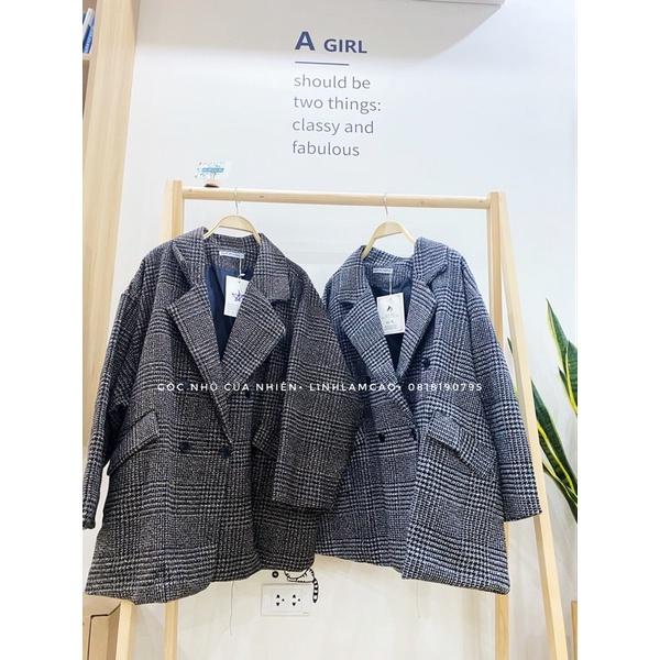 Áo Khoác Blazer Dạ Kẻ 2 Lớp Loại 1 Form Rộng Ullzzang