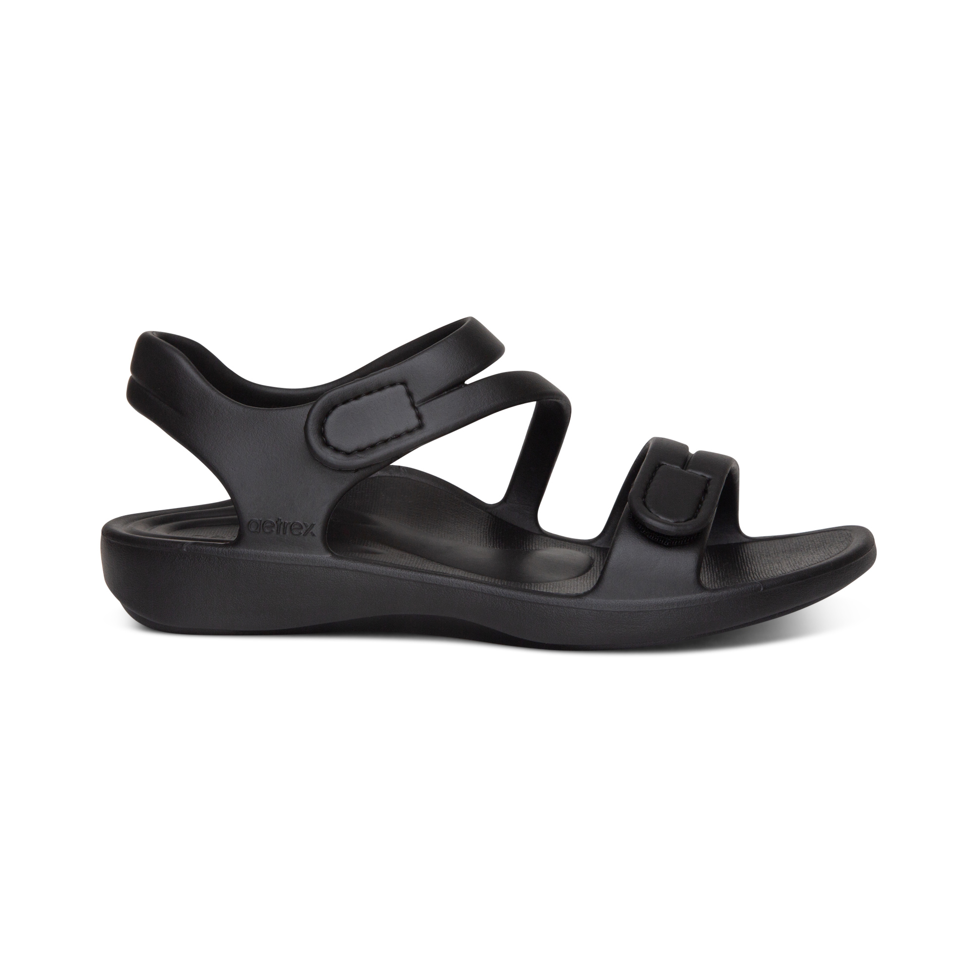 Sandal sức khoẻ nữ Aetrex Jillian Sport Black - Sandal quai dán siêu mềm nhẹ, chống thấm nước