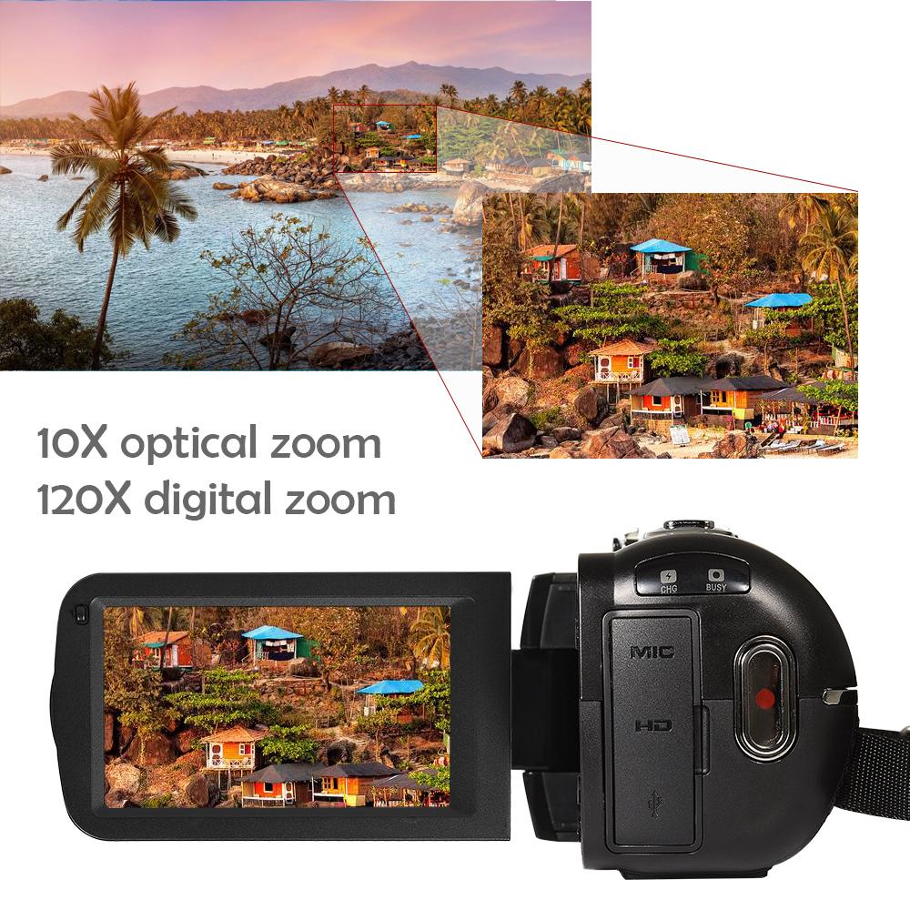 Máy quay video Vlog của Ordro Z82 Vlog với micrô, 1080p Full HD 10X Quang 120x Digital Zoom Filmadora Camara cho YouTuber