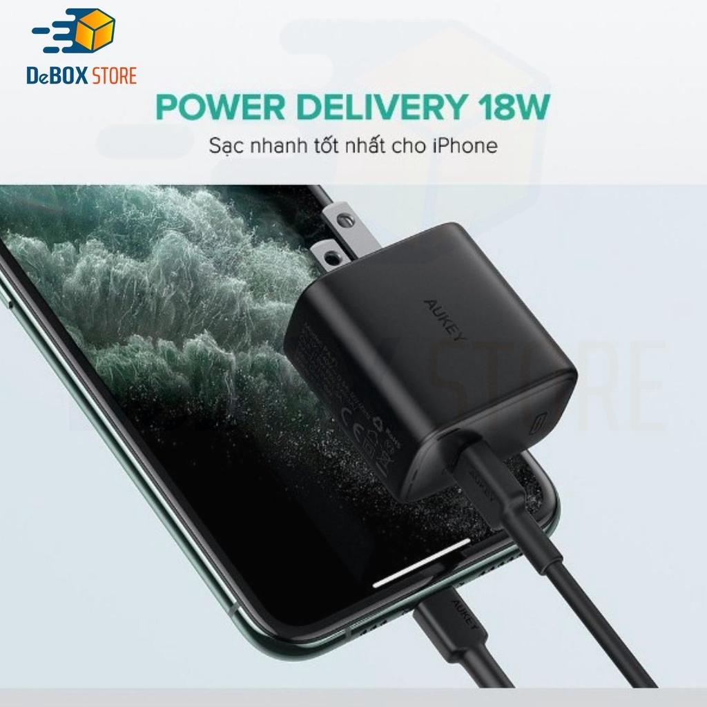 Cốc Sạc Nhanh Siêu Nhỏ Aukey PA-F1S Cổng Type C Power Delivery 20W - Hàng Chính Hãng