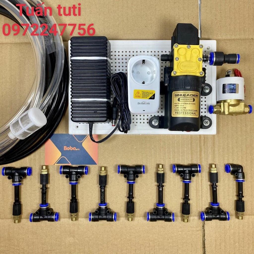 Bộ tưới cây tự động bơm đơn Sinleder 12 15 béc đồng tưới cây,rau, tưới lan 10 12m2