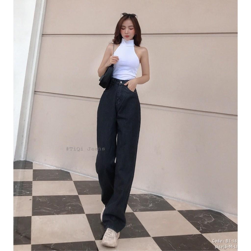 Quần Jean Nữ Ống Rộng Khuy Kiểu AA3 Kèm Ảnh Chụp Thật 100% From Chuẩn Mẫu