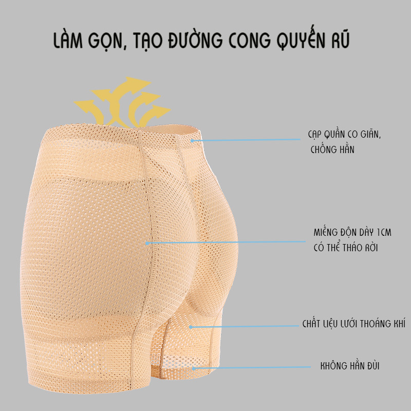 Quần Độn Mông Và Hông Mặc Trong Váy Vải Lưới Thoáng Mát Nâng Mông Định Hình D171