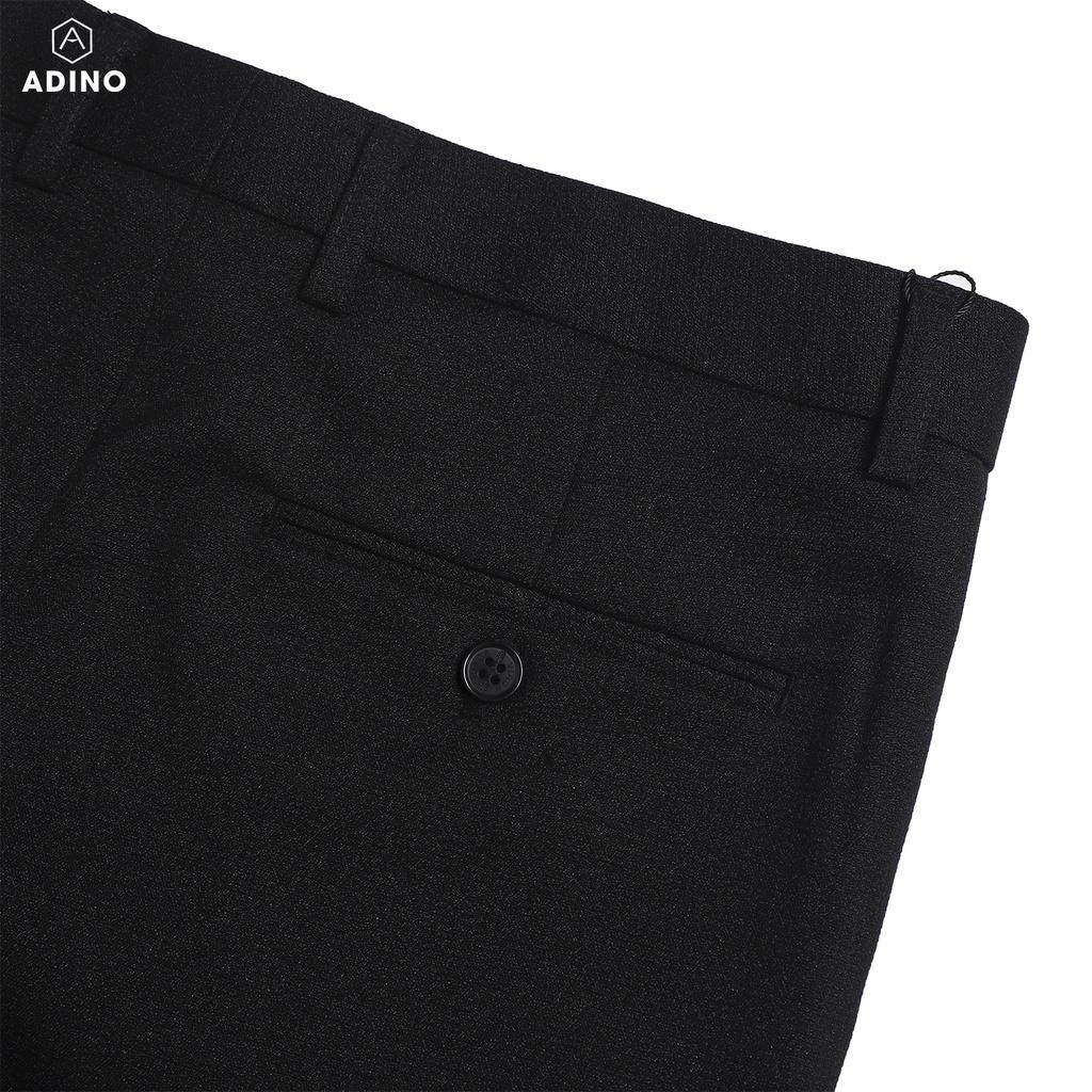 Quần âu nam màu đen sạn ADINO vải rayon polyester dày không bai xù dáng slimfit công sở ống đứng hơi côn QA143