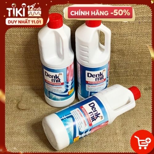 Thông cống, thông tắc làm sạch đường ống 1L DENKMIT Rohrreiniger, 1 l