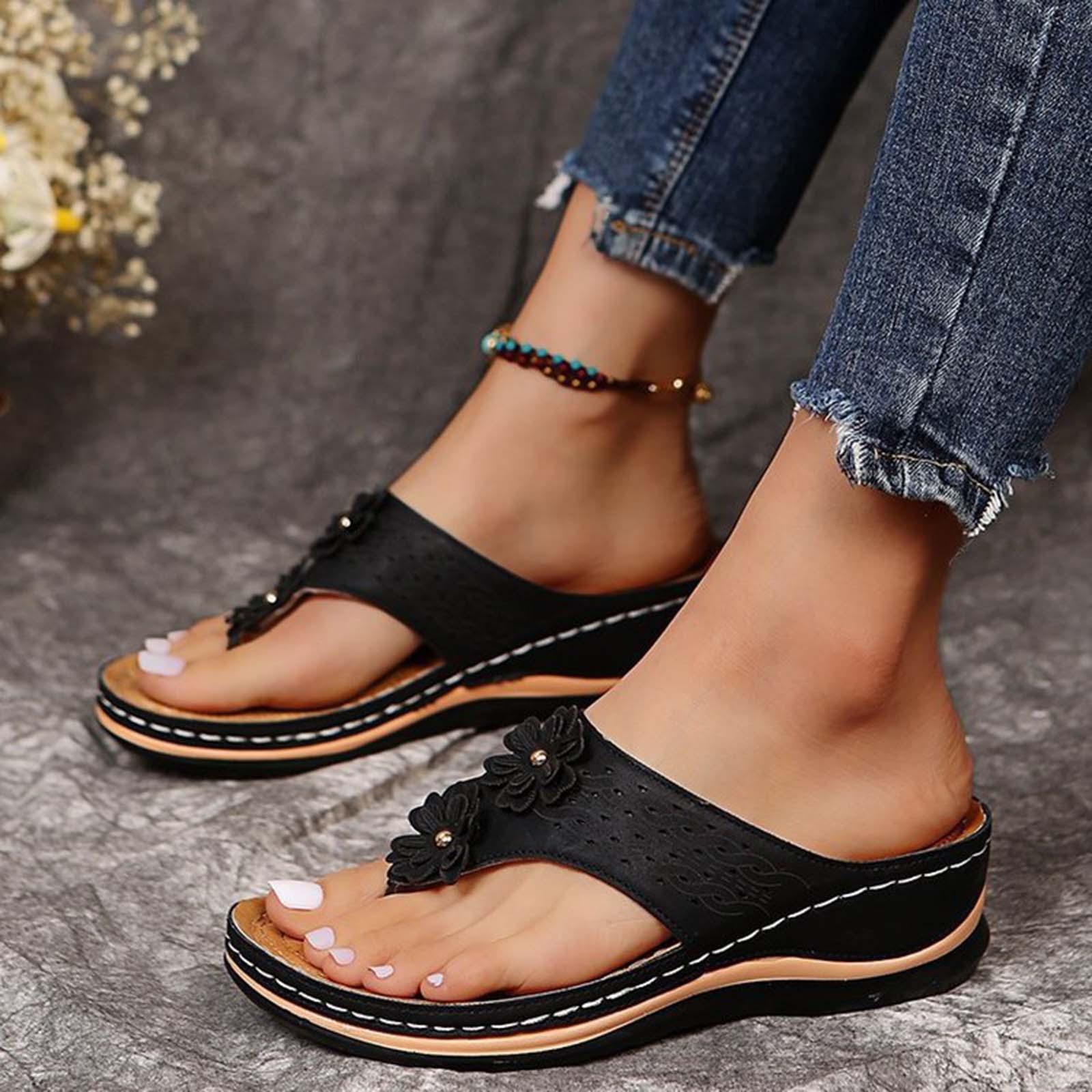 Women Sandals Ladies Anti Slip Casual Soft Flat Slippers Open Toe Flat Shoes