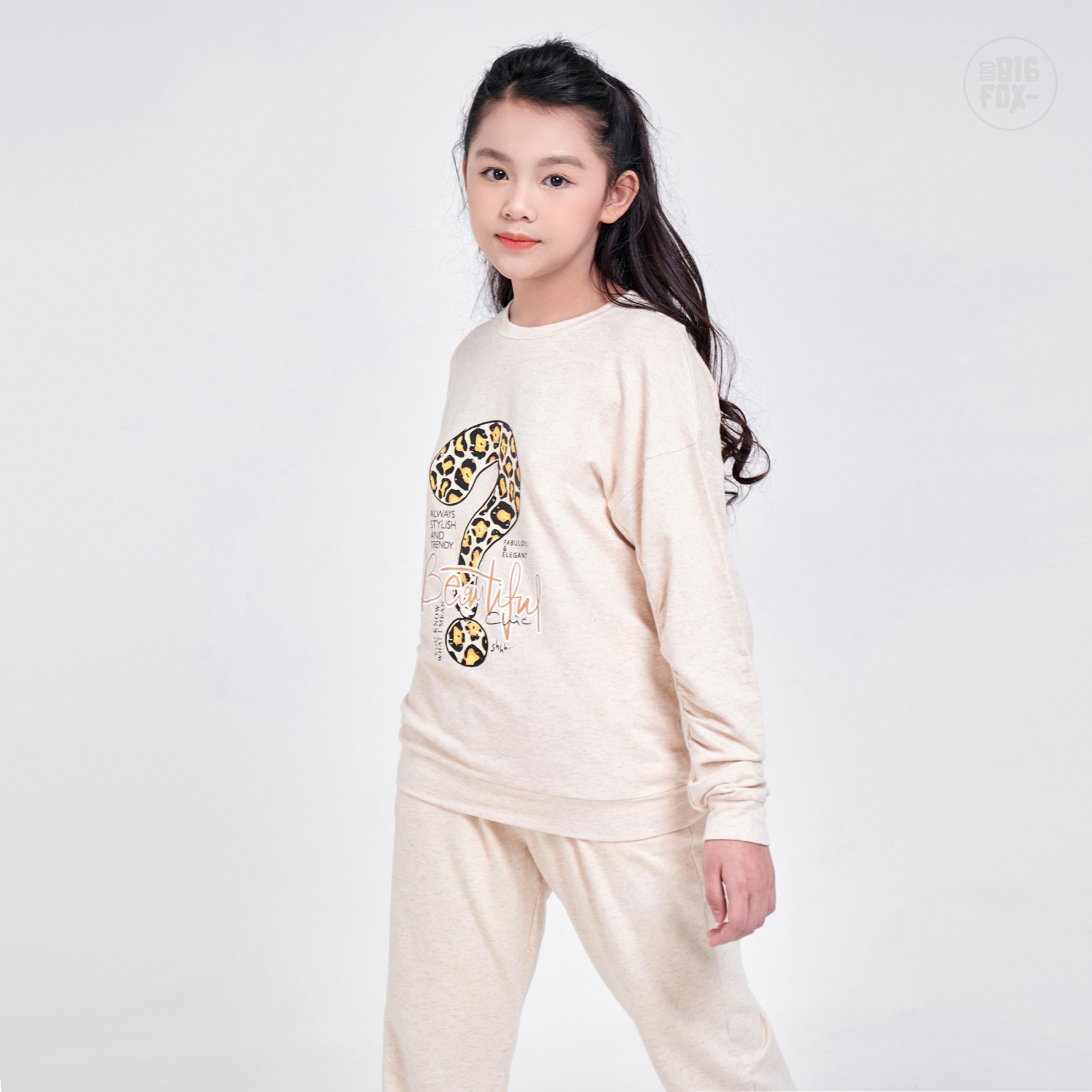 Bộ bé gái BIGFOX - MISS MEOW thu đông  size đại, bộ dài tay cho bé phong cách Hàn Quốc in dấu hỏi chấm Beautifull 43 - 51 kg
