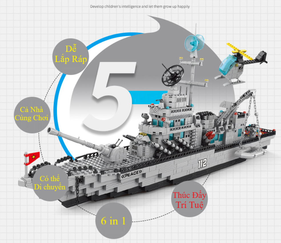 [1560 CHI TIẾT-Hộp Carton] BỘ ĐỒ CHƠI LẮP GHÉP XẾP HÌNH Mô Hình TÀU CHIẾN HẠM, CHIẾN THUYỀN PHÁT TRIỂN TƯ DUY CHO TRẺ