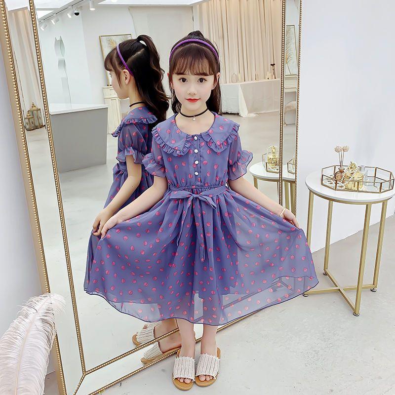 SHUANGYAN Cô gái ăn mặc mùa hè 2023 Mid-boy lưới váy công chúa phong cách phương Tây cho trẻ em mùa xuân và mùa thu chiffon váy
