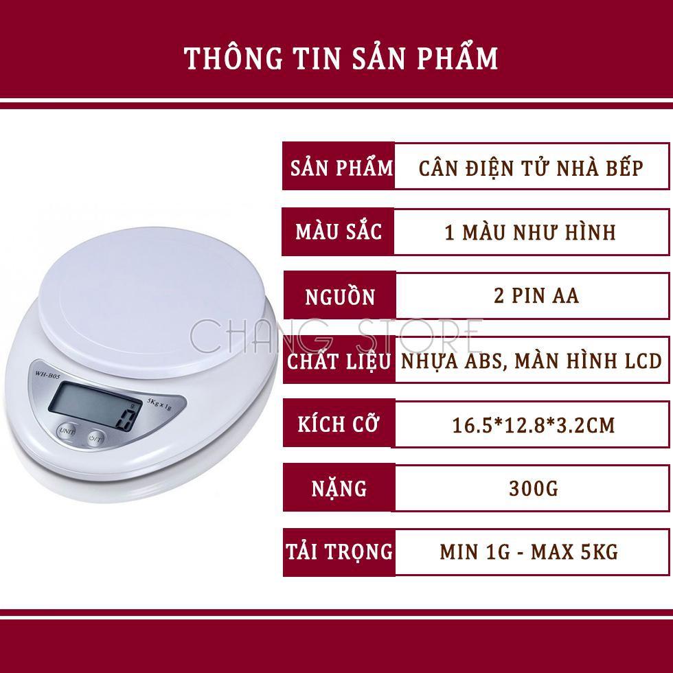 Cân Điện Tử Nhà Bếp Mini Electronic Kitchen Scale, Cân Thực Phẩm Loại 5Kg Tiện Dụng Cho Mọi Nhà