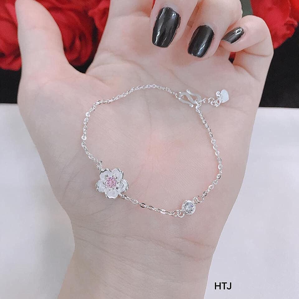 LẮC TAY BẠC TA HOA ĐÀO CAO CẤP