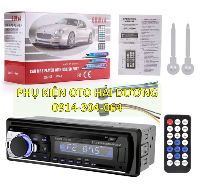 Đầu nghe nhạc MP3 Bluetooth cho ô tô tả DC12-24V 1068BT