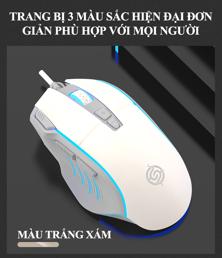 Chuột chơi game có dây K-snake Q6 có đèn led tự động đổi màu với 4 mức độ DPI lên đến 7200 dành cho các game thủ-HT