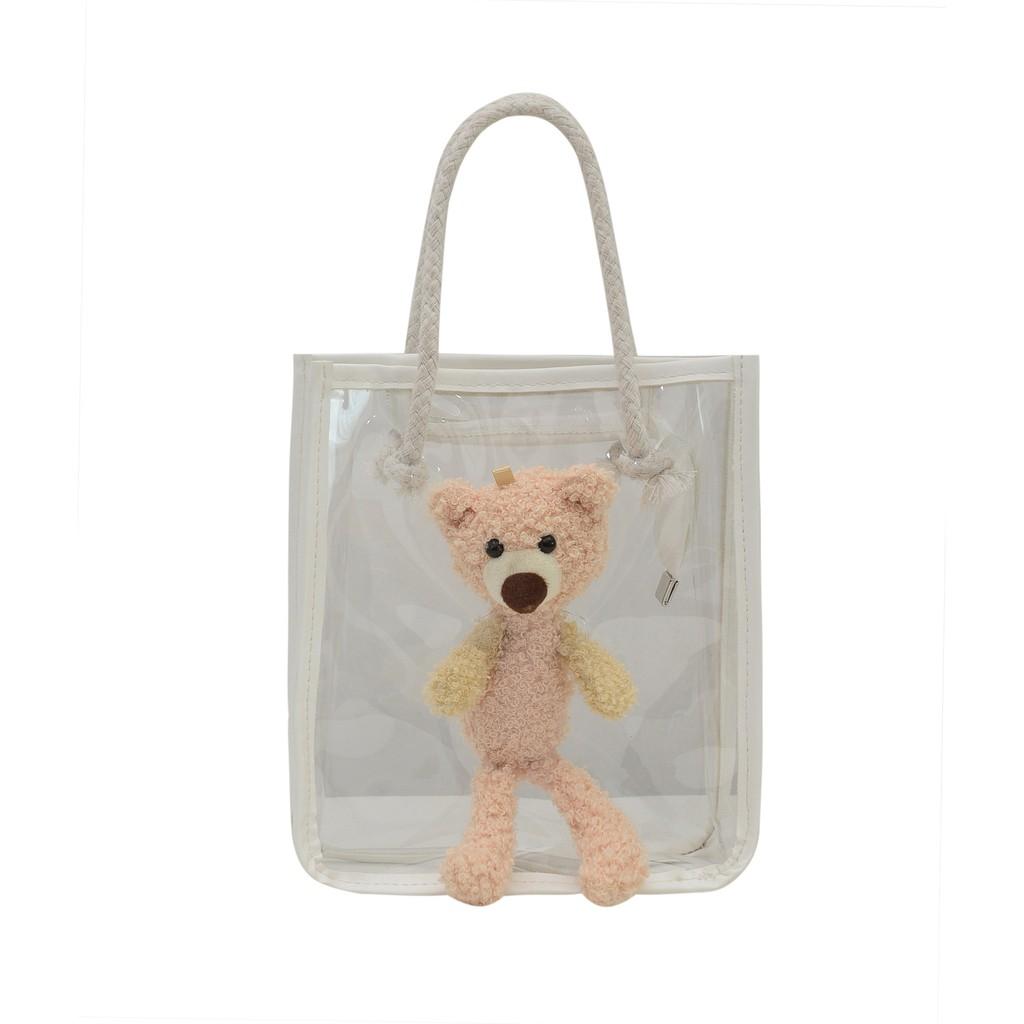 Summer Small Square Bag Korean Fashion Plastic Bag Bear Portable Beach Shoulder Bag