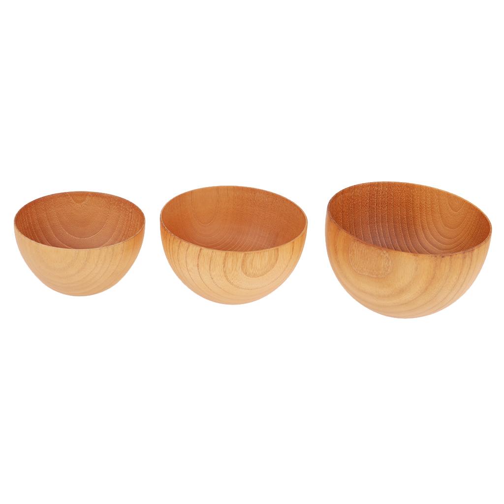 Round Wooden Cereal Bowl Food Container Camping Dinner Lunch Tableware