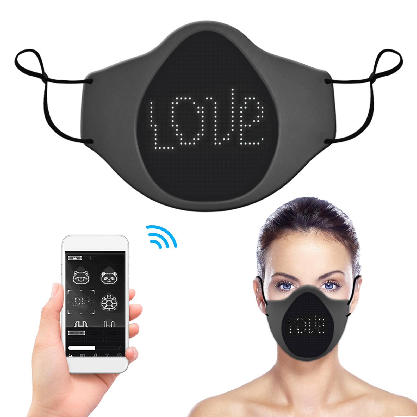 Soft Comfortable Silicone LED Face Mask DIY Programmable Message Display Mask for Halloween Cosplay