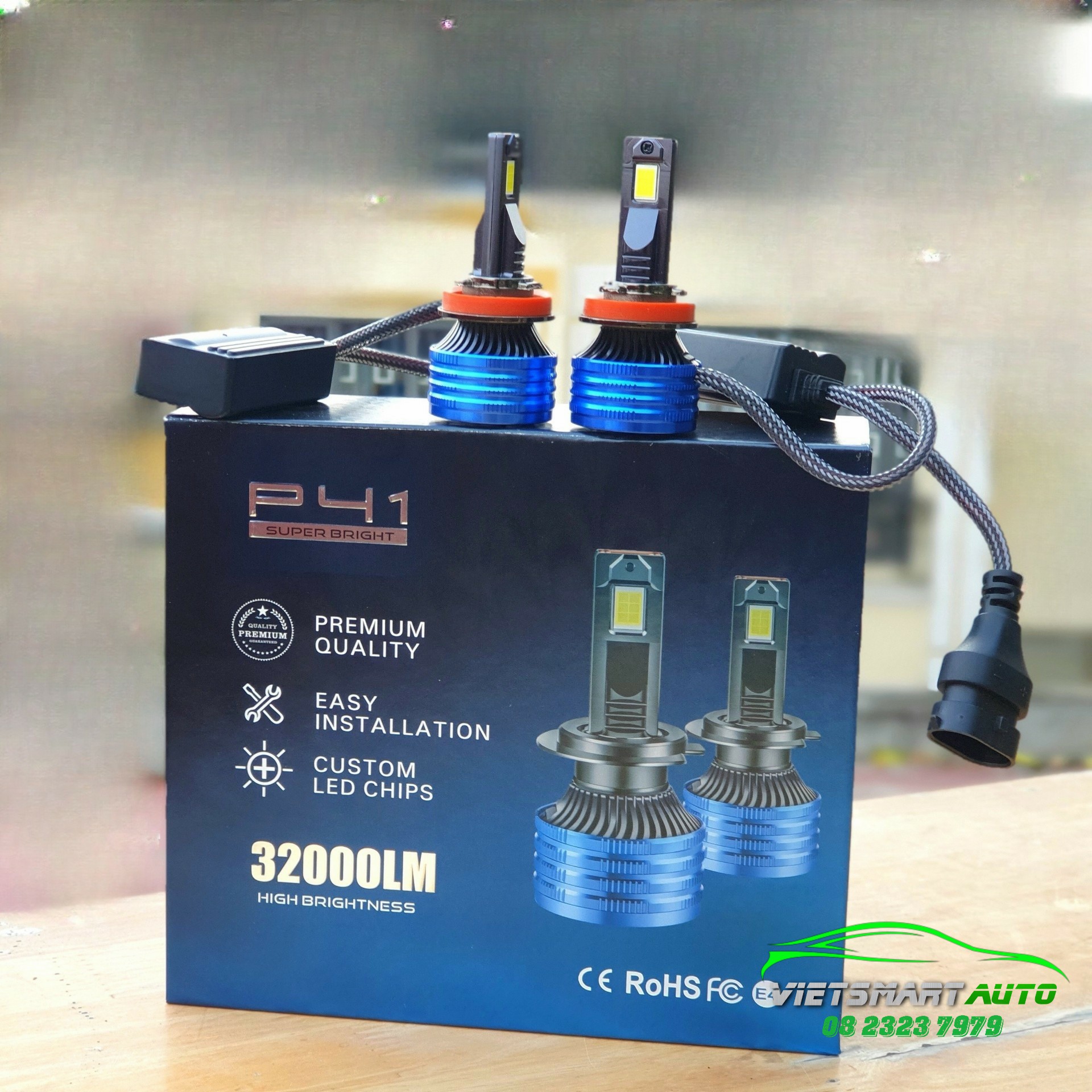 Đèn pha LED P41 PREMIUM SUPER BRIGHT 800% công suất 200W 32000LM dòng hiệu suất cao cho ô tô, xe máy(gia 1 cái)