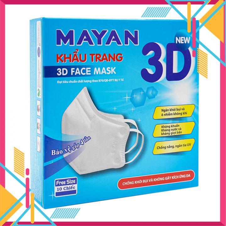 Khẩu Trang Mayan 3D Mask PM 2.5 Loại 4 Lớp Hộp 10 Miếng Chống Bụi Vi Khuẩn Hiệu Quả