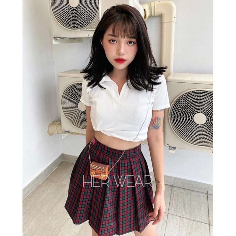 Áo croptop nữ 100% cotton dáng ôm nhẹ , Áo Croptop nữ có cổ cực đẹp cho các Nàng nhà HER WEAR