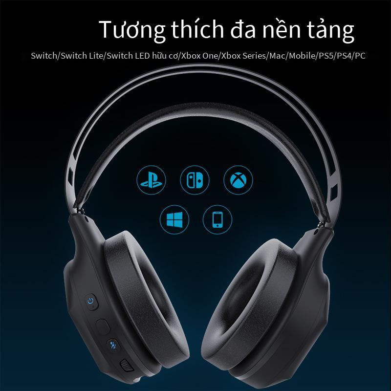 Tai nghe không dây chơi game chế độ kép Bluetooth 2.4G phong cách mới nhất chế độ tất cả trong một Đèn RGB đầy màu sắc tai nghe chơi game không dây