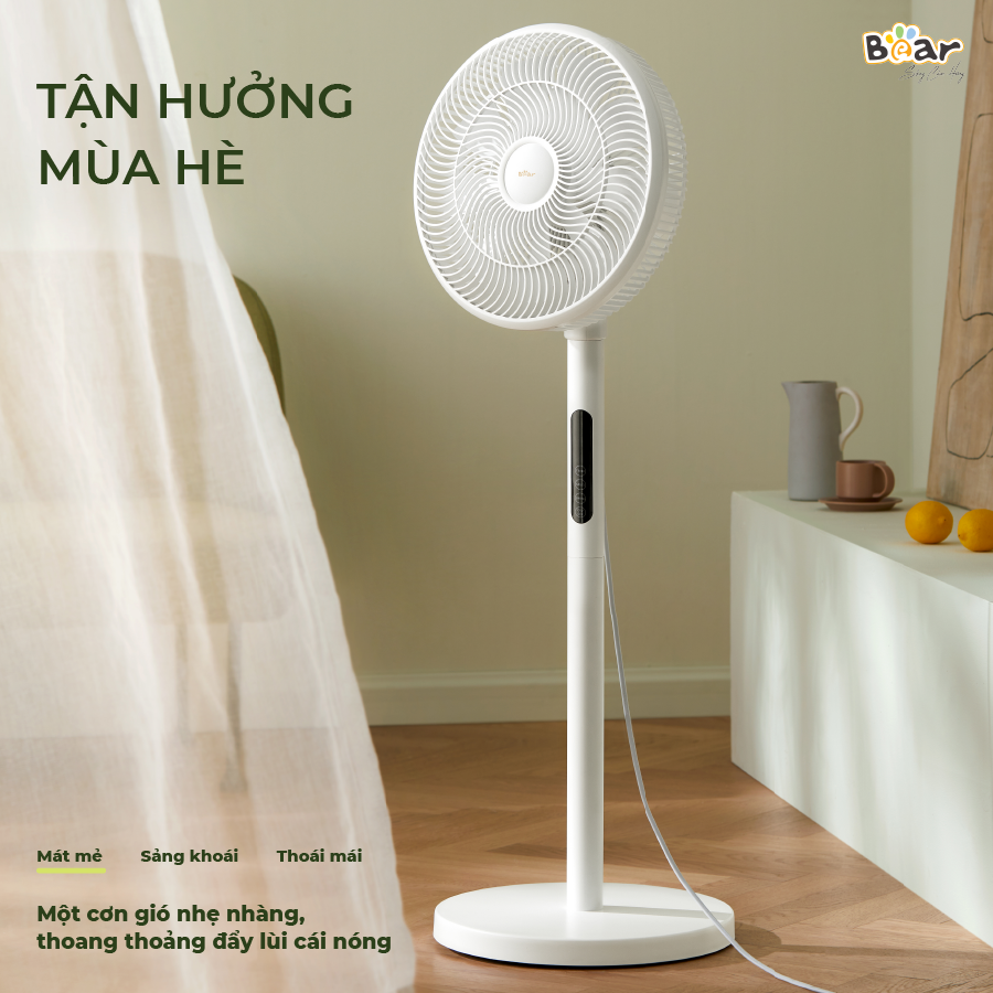 Quạt Điện Đứng Bear DFS-D47F2 47W Màu Trắng Chống Ồn Điều Khiển Từ Xa Tiết Kiệm Điện Sang Trọng Quạt Cây Đứng hàng chính hãng