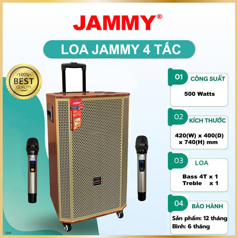Loa kéo hát karaoke bass 4 tấc Jammy F1544K - Công suất 500W- Hàng chính Hãng