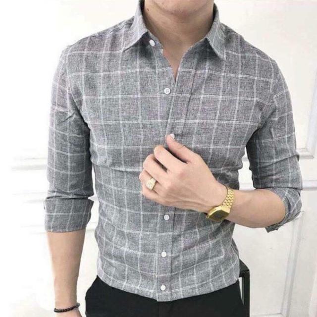 Áo Sơ Mi sọc xám cao cấp smm 054