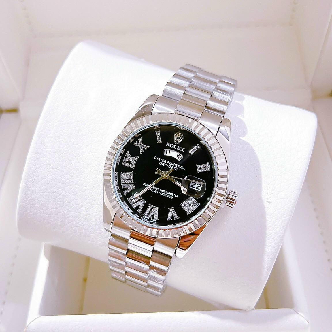 Đồng hồ nam Ro.lex  size 38mm dây màu Bạc đúc hợp kim NGUYÊN KHỐI không gỉ, không phai màu - Bảo hành 12 tháng