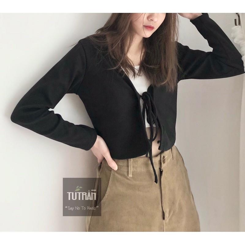 Áo Cardigan croptop thun tăm