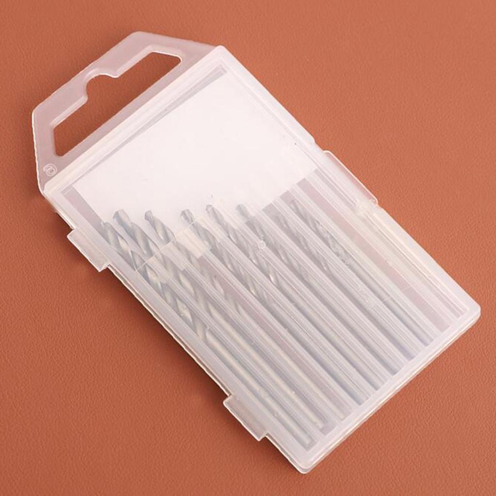 10 Piece Drill Bit Set In Plastic Case - HSS  Drill Bits For Hand Drill