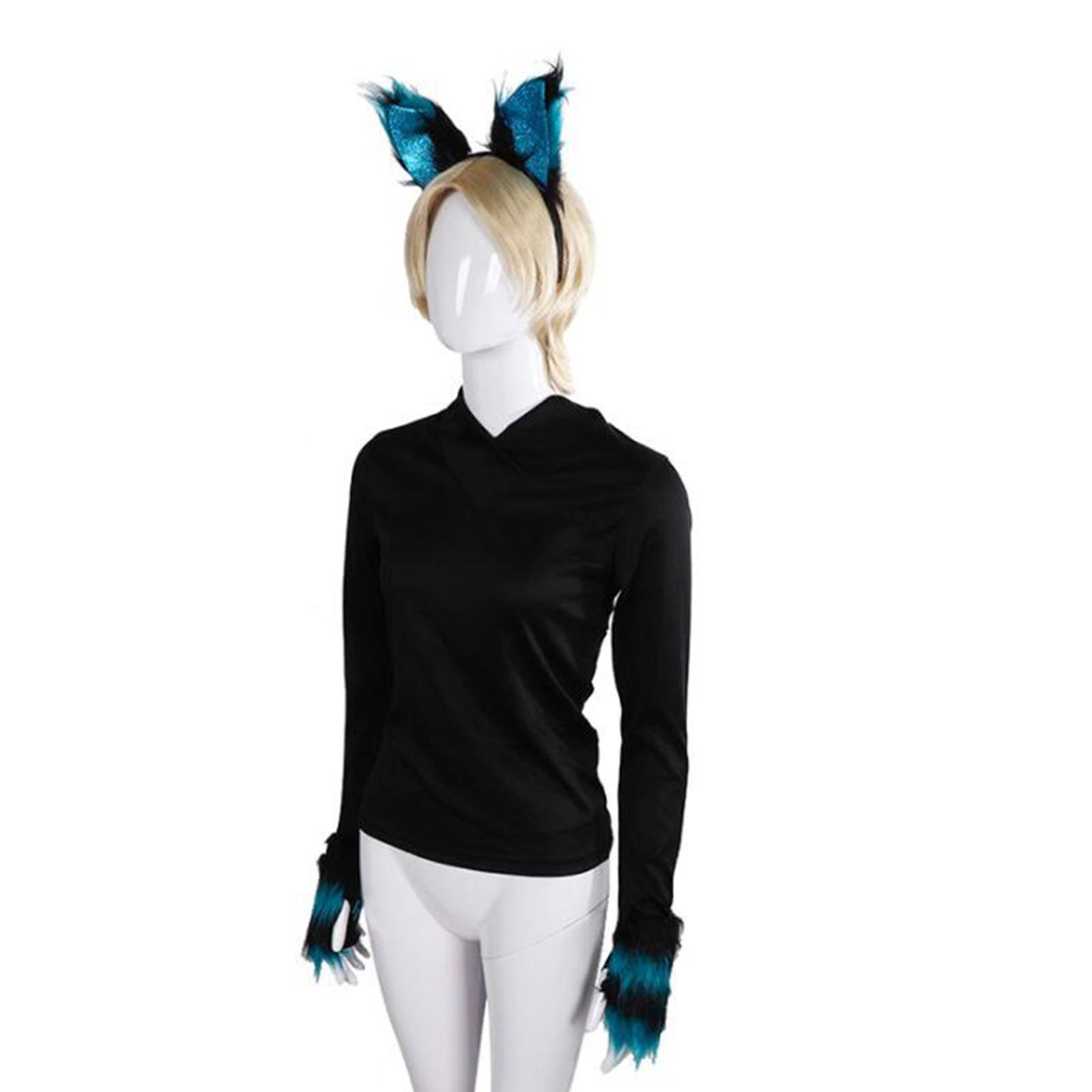 Plush  Ears Hair Hoop Costume Cosplay Tail Set Fancy Dress Gift Role Play