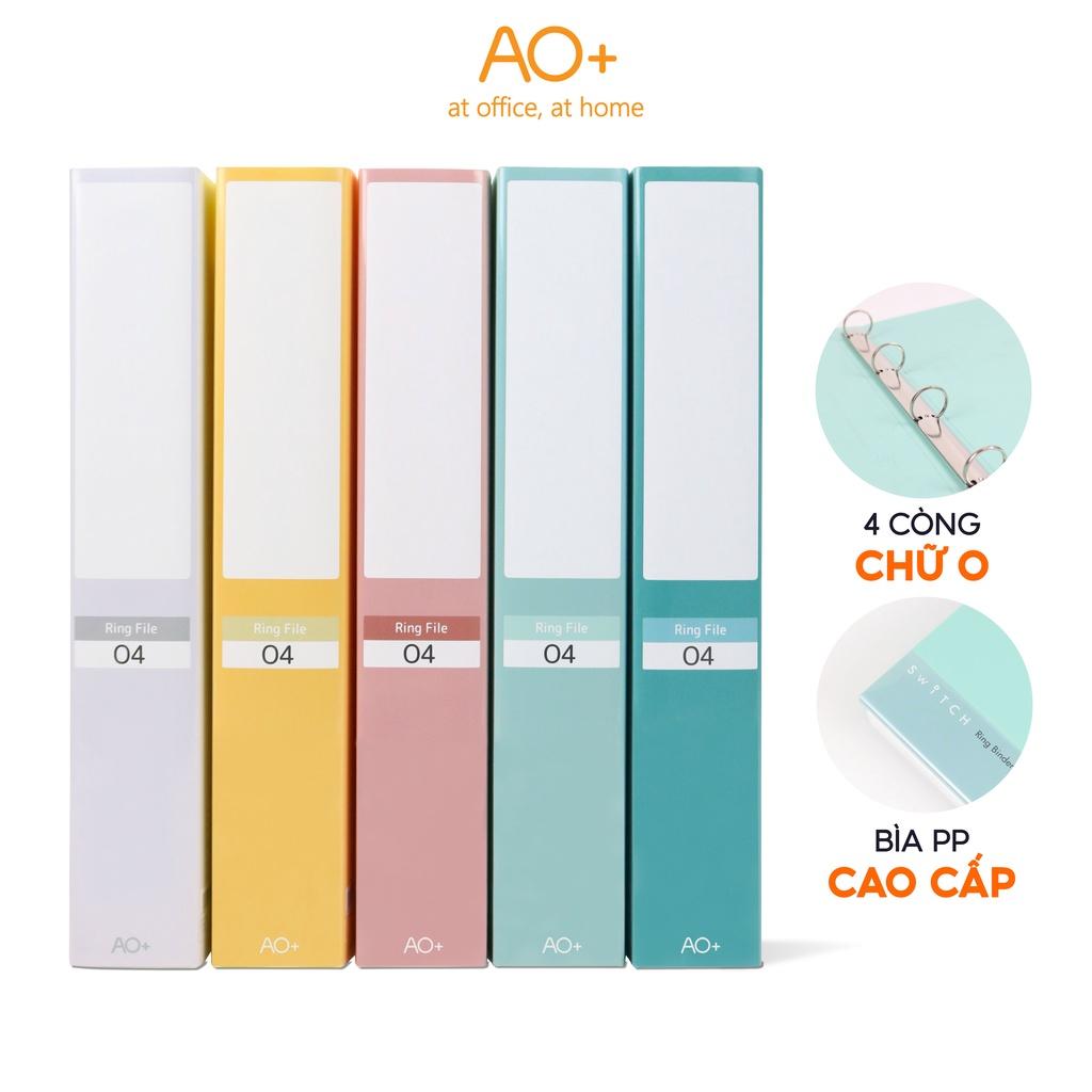 Bìa Còng O4 Switch ON AO+, Nhựa PP/ A4, 4 Nhẫn O