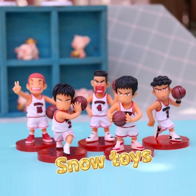 Mô hình Slam Dunk - Trọn bộ Team Shohoku đỏ - Hanamichi Rukawa Takenori Ryota Mitsui - Cao 8cm