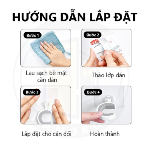 1 Móc treo cây lau nhà dán tường TCVip, móc dán tường treo chổi kẹp giữ cây lau nhà siêu bền