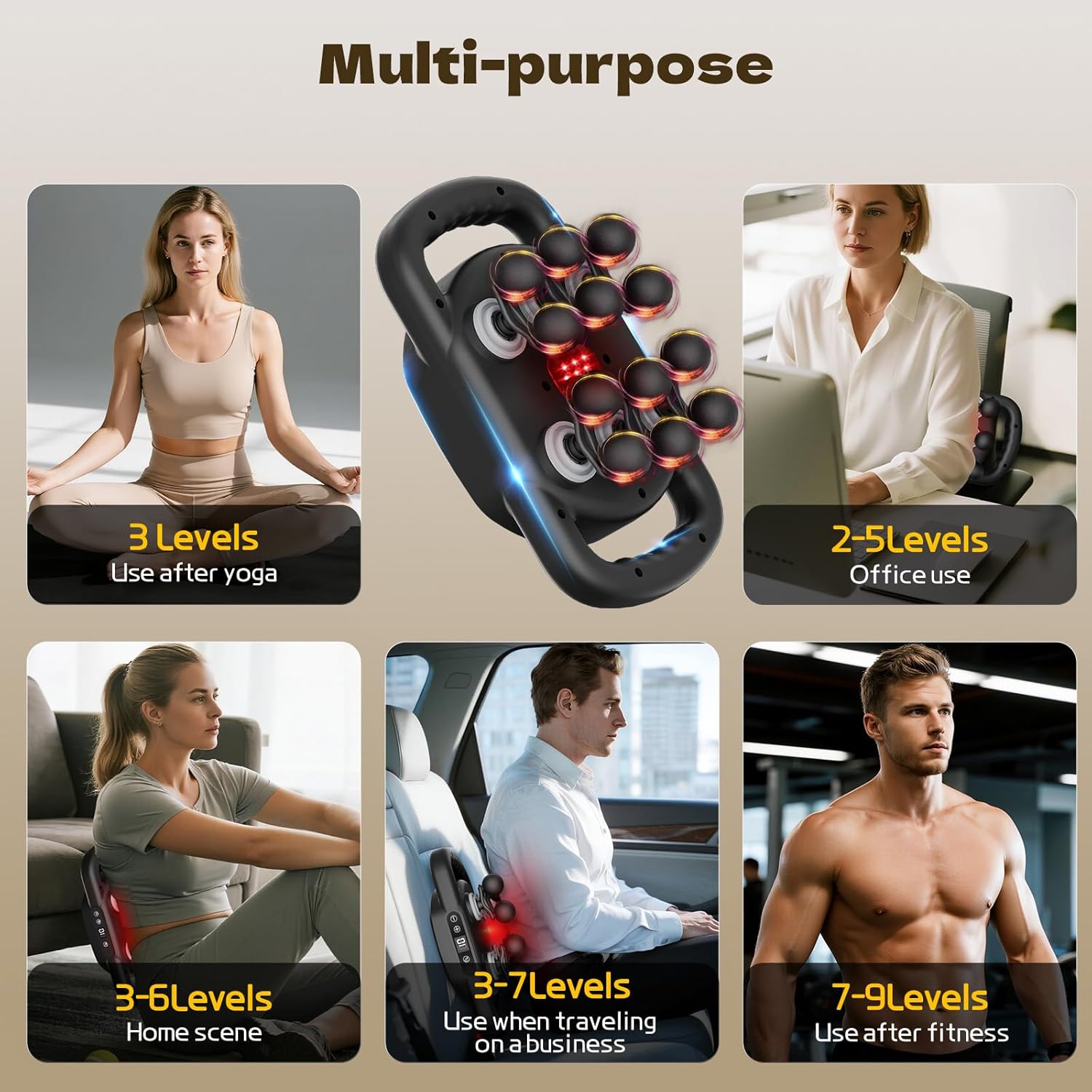 [Tặng củ sạc + cáp sạc] Máy Massage Toàn Thân Cầm Tay 12 Đầu, Máy Mát Xa Đấm Lưng 12 Đầu GDV - Hàng Chính Hãng