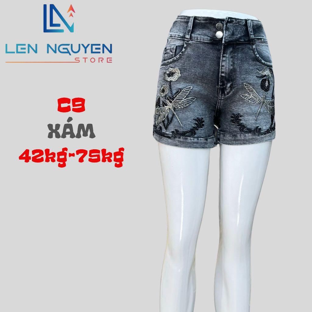 C9_Quần jean nữ, đùi, lưng cao, quần bò nữ dáng ôm, quần rin nữ có big size, cho 42kg đến 75kg,LEN NGUYEN STORE - Xanh Nhạt