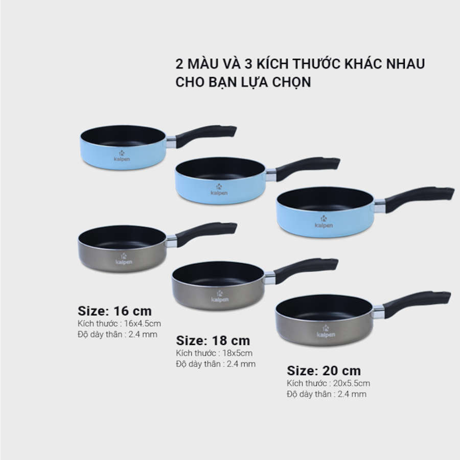 Chảo nhôm chống dính Kalpen đáy từ size 16cm/18cm/20cm