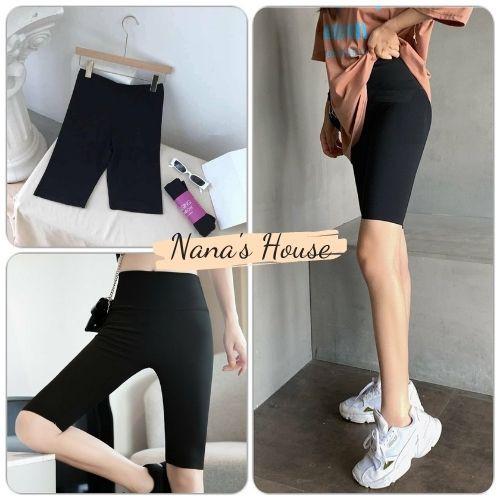 Quần Legging Lửng Thailand Nana's House Short đùi dáng ôm body màu đen trơn basic nữ