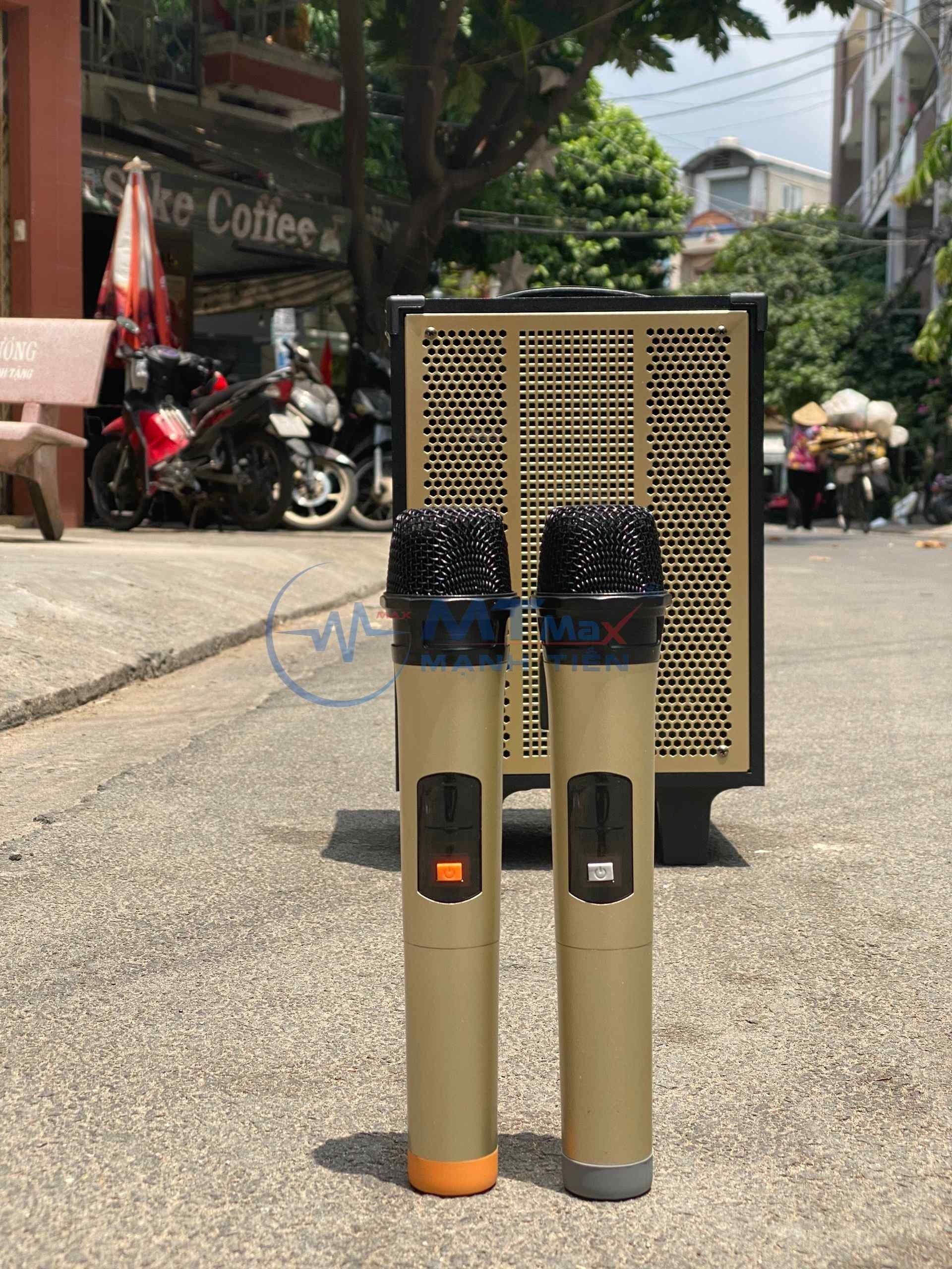 Loa Karaoke Di Động AT T9, Bass 20, Tặng 2 Micro Cộng suất 80w chuyên dùng cho karaoke gia đình kết nối bluetooth âm thanh cực hay