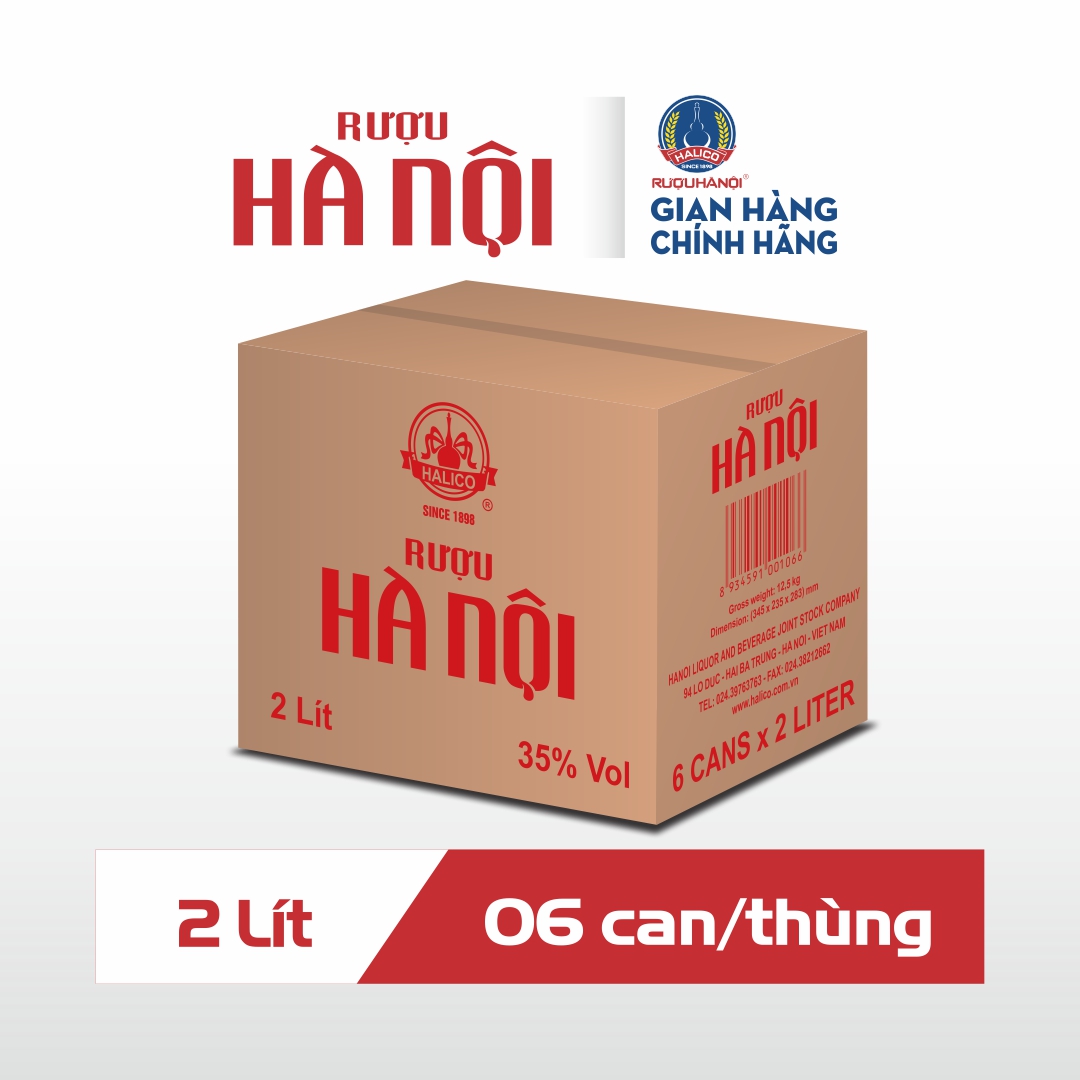 Rượu Hà Nội HALICO nồng độ 35% can PE 2l không kèm hộp