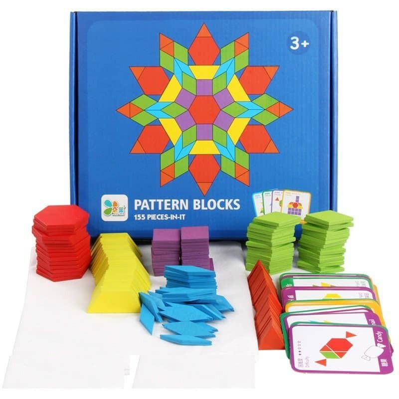 Đồ chơi gỗ thông minh Bộ Ghép Hình Sáng Tạo - Pattern Blocks (155 chi tiết)