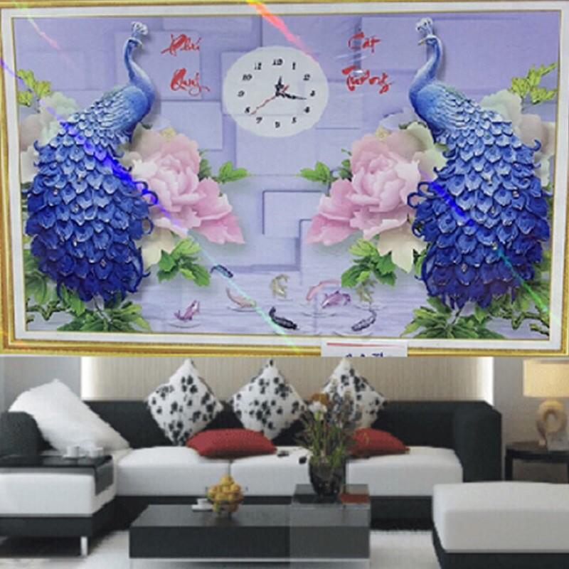 Tranh đính đá Đồng Hồ Đôi Công Vs499 chưa đính
