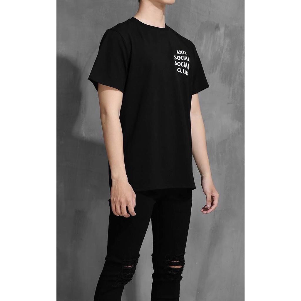 Áo thun Anti Social Social Club form rộng nam nữ unisex, màu đen, tay ngắn, tay lỡ FreeSize