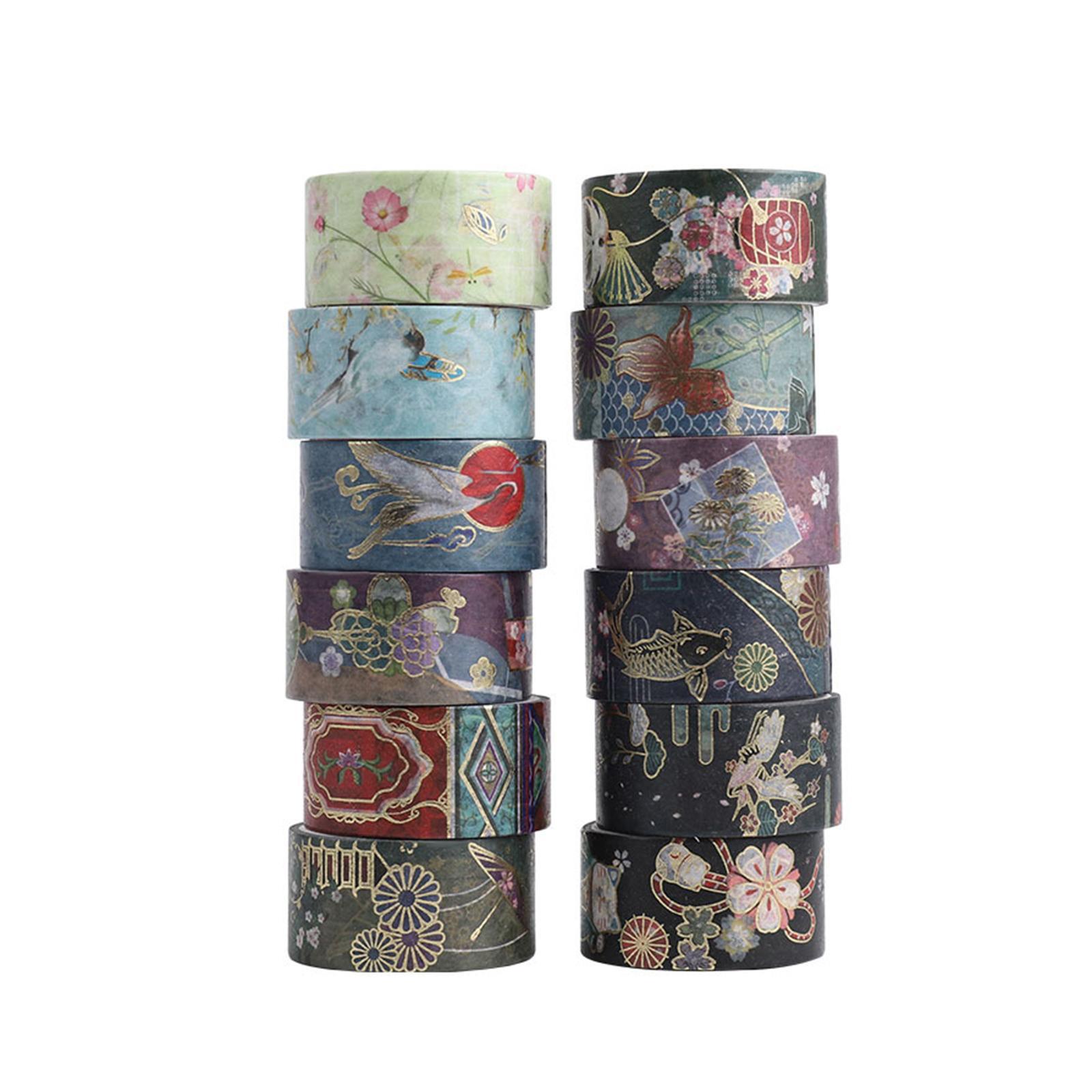 12x Wide Washi Tapes Adhesive Decorative Sticker Masking DIY