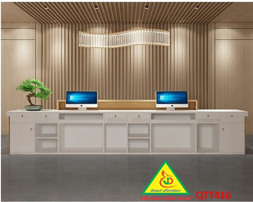 QUẦY LỄ TÂN, QUẦY TIẾP TÂN, QUẦY TÍNH TIỀN, QUẦY THU NGÂN QTT416 ( không đèn ) - Nội thất lắp ráp Viễn Đông Adv