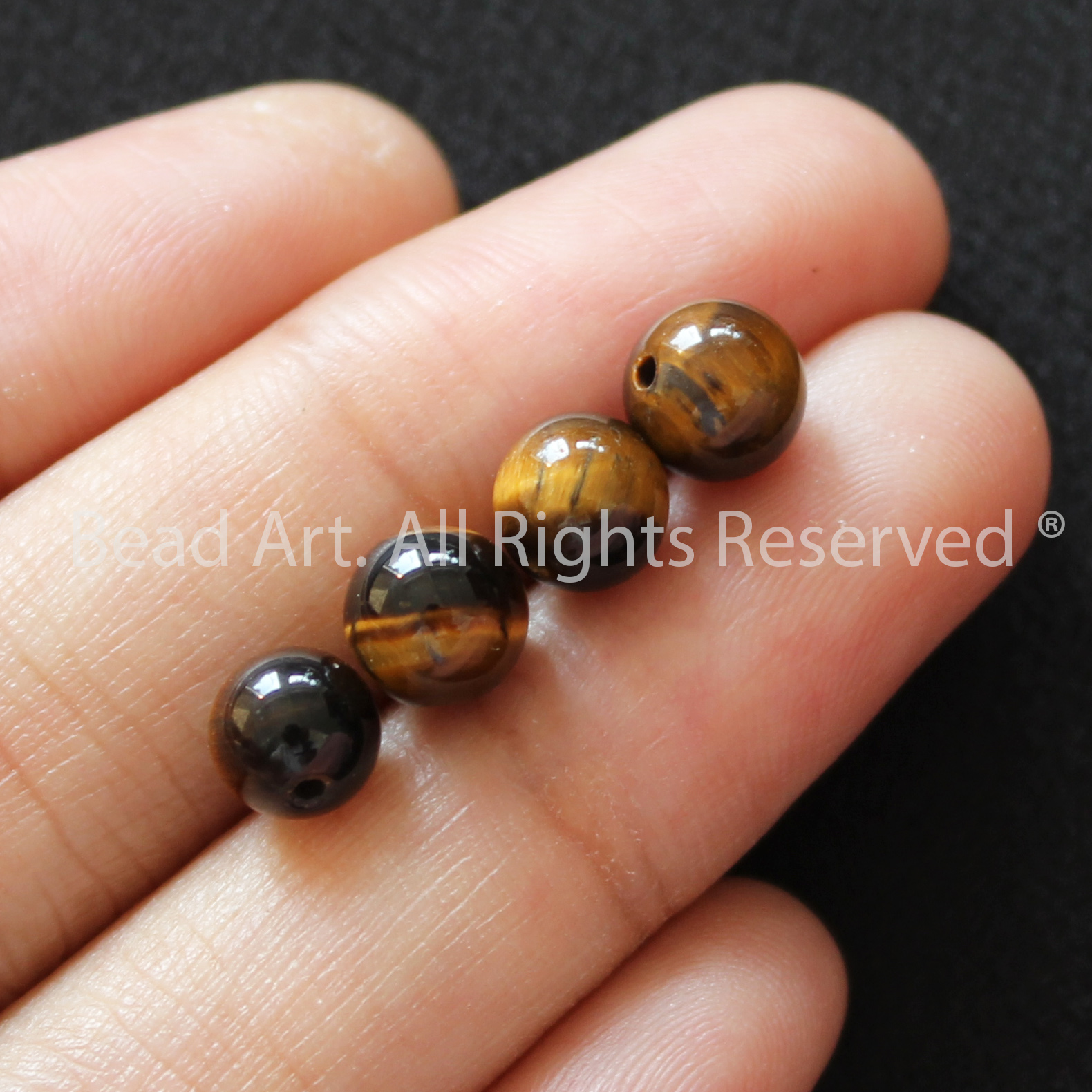[1 Hạt/ 3 Hạt] 6MM Đá Mắt Hổ Vàng Nâu, Brown Tiger Eye, Mắt Cọp Vàng Tự Nhiên Loại B, Đá Phối Vòng Tay Phong Thuỷ, Chuỗi Hạt, Mệnh Thổ, Kim - Bead Art