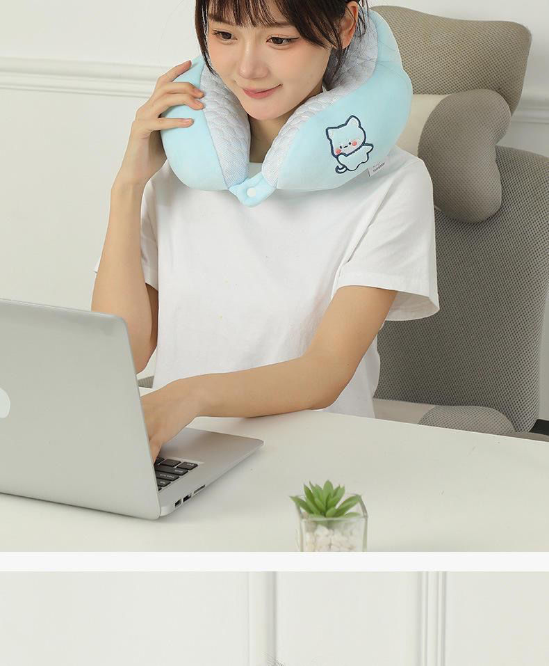 Gối chữ U làm bằng mút hoạt tính, gối kê cổ dễ thương dùng để máy bay, xe hơi, du lịch, kê cổ cổ gối ngủ trưa văn phòng-GC876489