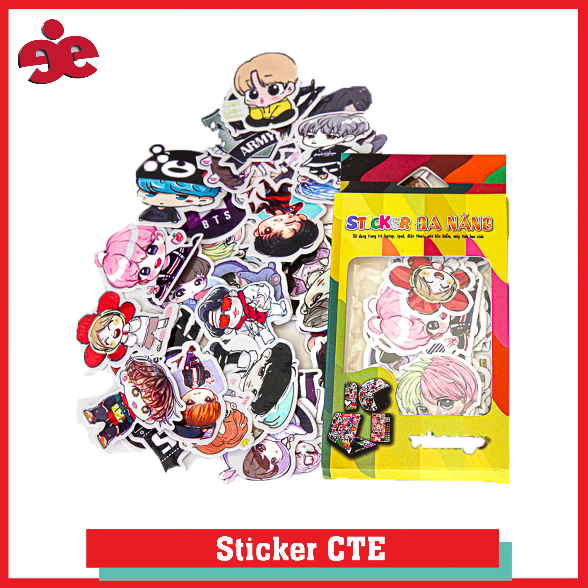 Sticker Trang Trí Đa Năng Nhân Vật BTS Bộ 40 Hình